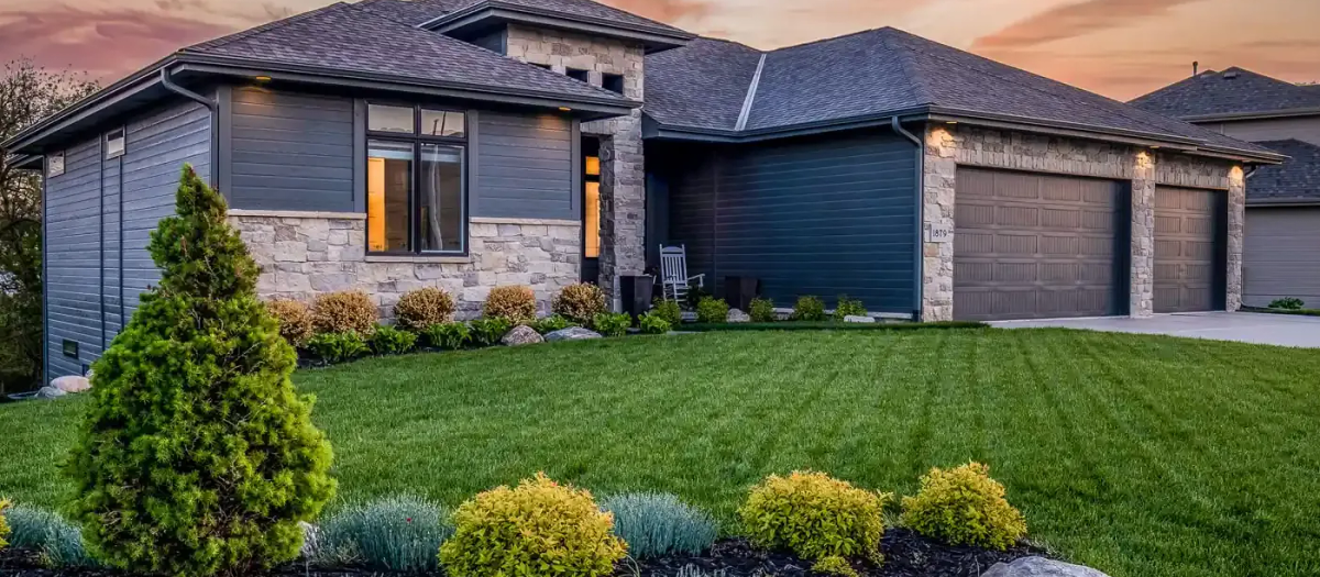 Freshly mowed lawn with clean stripes in a Denver neighborhood
